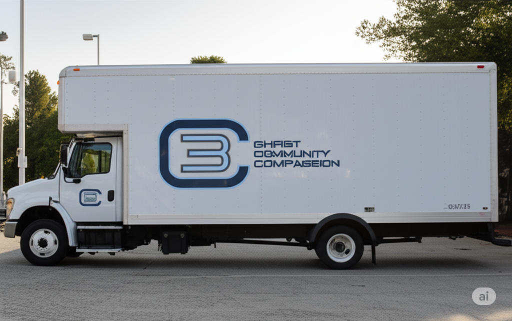 White truck with the C3 logo.